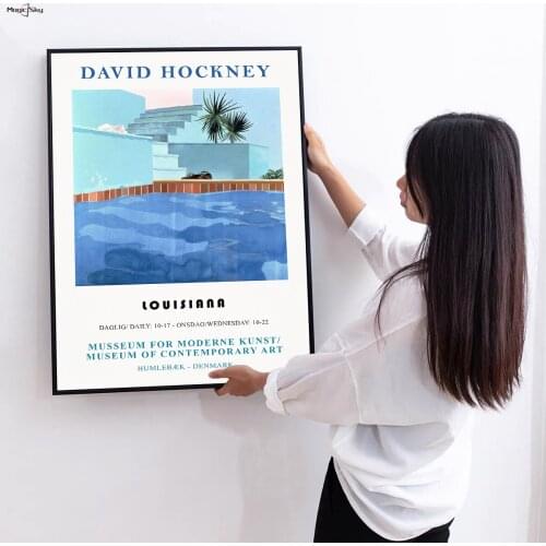 David Hockney Swimming Pool Poster Aesthetic Vintage Retro Canvas Painting Wall Art Posters and Prints Living Room Bedroom Decor