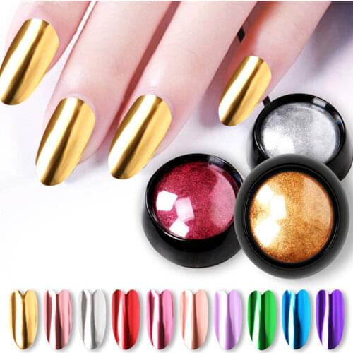 Nail Art Glitter Mirror Powder Sparkly Chrome Glitter Shining Rub Pigment Powder For Nail Design Manicure Mirror Glitter 0.3g