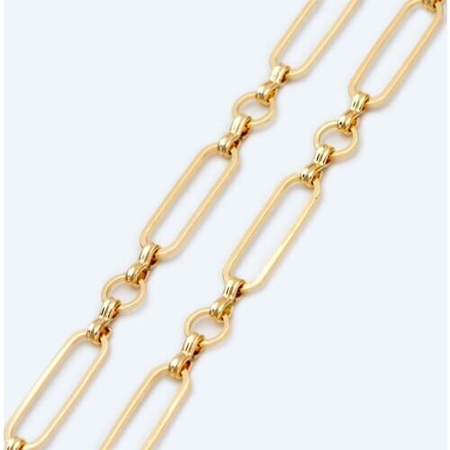 Long Oval Chains 6mm, 18K Gold Plated Brass, Geometric Chain Findings Wholesale (#LK-435)/ 1 Meter=3.3 Ft