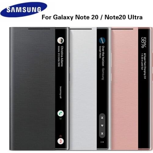 For Galaxy Note 20 / Note20 Ultra 5G Original Samsung Mirror Smart View Flip Case Phone LED Cover S-View Cases EF-ZN985