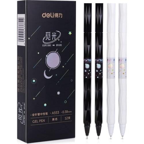 0.38mm full needle tube gel pen 12 pcs/set black ink double spell pen set Brand pens All for school pens