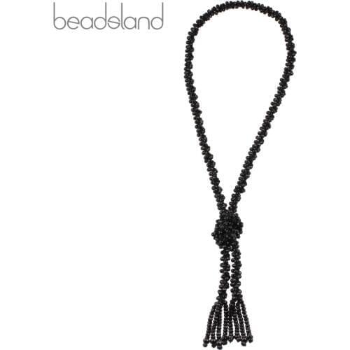 BEADSLAND Handiwork Crocheted Classic Glass Beads Necklace Fashionable Jewelry Woman Gift