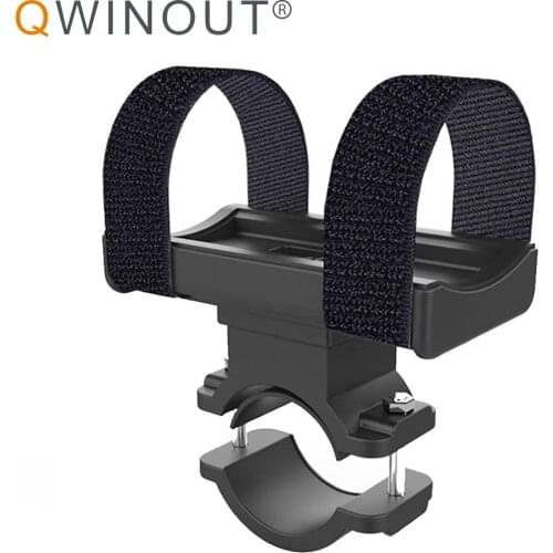 QWINOUT Bicycle Light Bracket Bike Lamp Holder Mini Audio Fixed Strap Stand Quick Release Mount for 19-33mm Handlebar