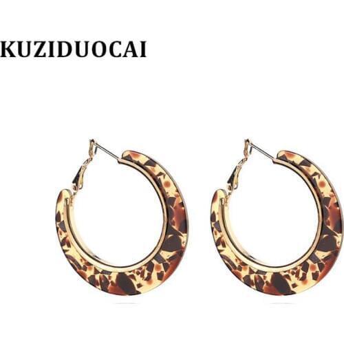 Kuziduocai New Fashion Jewelry Acetate fibre Circle Round Nightclub Statement Hoop Earrings For Women Brincos Pendientes E-2032