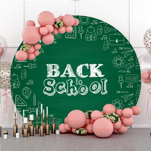 Laeacco Welcome Kids Back To School Day Blackboard Round Polyester Backdrop Photographic Photo Background For Photo Studio