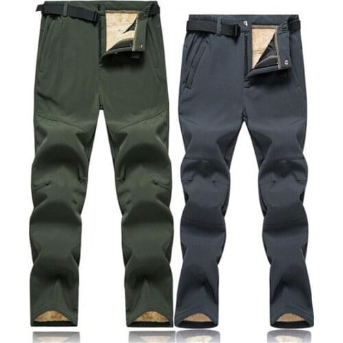 Mens Winter Hiking Ski Pants Waterproof Fleece Windproof Outdoor Warm Trousers