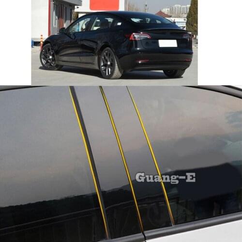 Ar PC Material Pillar Post Cover Door Trim Window Piano Black Molding Sticker Plate For Tesla model 3 2018 2019 2020 2021 2022 C