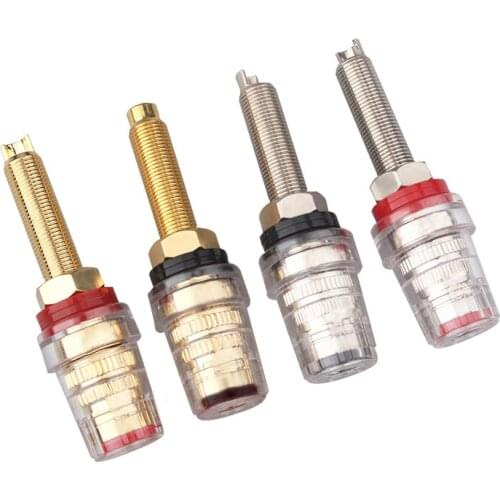 New 4 Pcs Crystal Transparent Free Welding Long Binding Post Power Amplifier Banana Plug Interface Speaker Cable Accessory