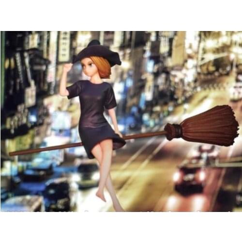 New Unassembled 1/24 75mm Witch with broom 75mm Resin Kit DIY Toys Unpainted resin model