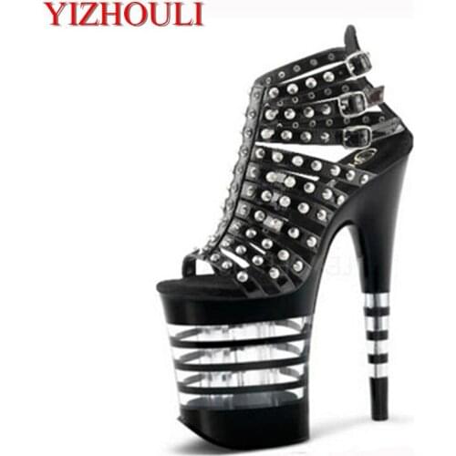 Rivet decoration Sexy fashion, 20cm Super High-heeled Platform Pole Dance Performance Inch Wedding Sandals