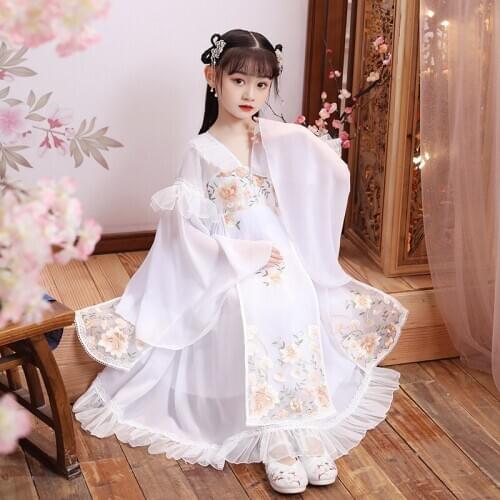 Spring And Autumn Girls Hanfu Long Sleeve Dress Chinese Style Dance Dress Stage Performance Costume Birthday Party Clothing
