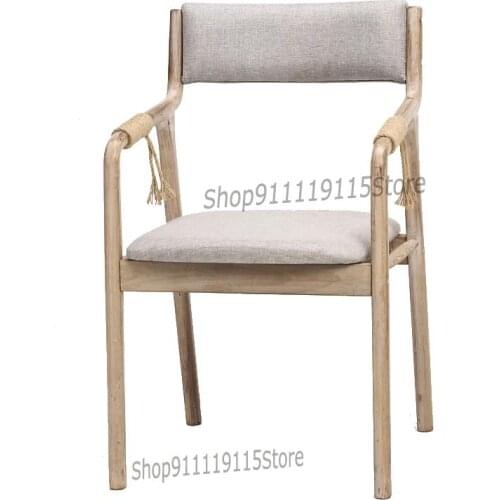Simple Solid Wood Dining Chair Retro Nordic Modern Restaurant Adult Chair Hotel Home Back Chinese Armchair