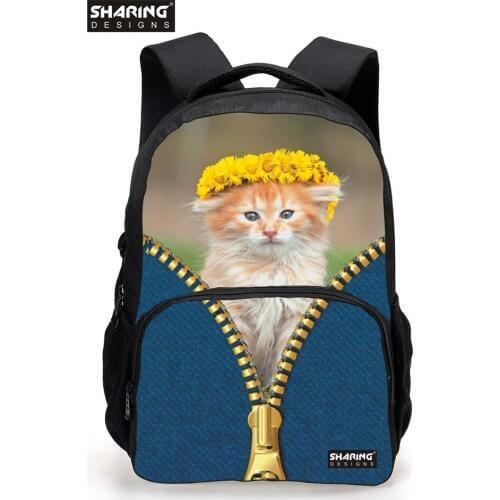 Korean Style 3D Women Backpack Cute Cat Head School Backpacks for Girls Shoulder Daypack for College Students Campus Back Pack