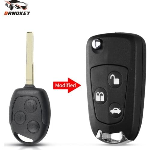 Dandkey Replacement 3 Buttons Modified Remote Car Key Flip Shell Case Uncut FO21 HU101 Blade For Ford Focus Mondeo Fiesta Ka