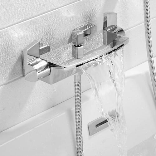 Free shipping Bathroom faucet Waterfall basin faucet Into the wall washbasin water tap Double handle basin faucet LT-306