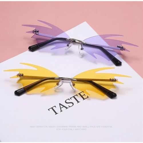 Fashion Steampunk Sunglasses Vintage Rimless Sunglasses Women Men Polygon Small Frame Driver Goggles Gradient Clear Lens Glasses