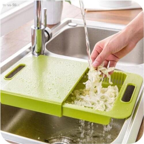 Vanzlife Kitchen sink cutting board plastic washing drain basket Washing and matching one sink rack