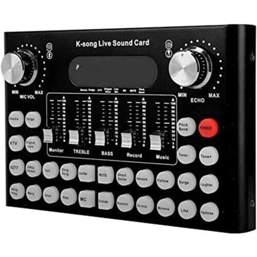 External Sound Card, Multi-Functional Voice Change Audio Mixer Adapter Card for Mobile Phone Computer Bluetooth Live Sound Card