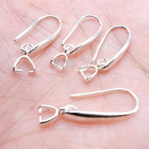 Boutique 925 Silver Jewelry Accessories DIY Smooth Surface Hook Earrings Components for Women Jewelry Making Supplies 50 PCS