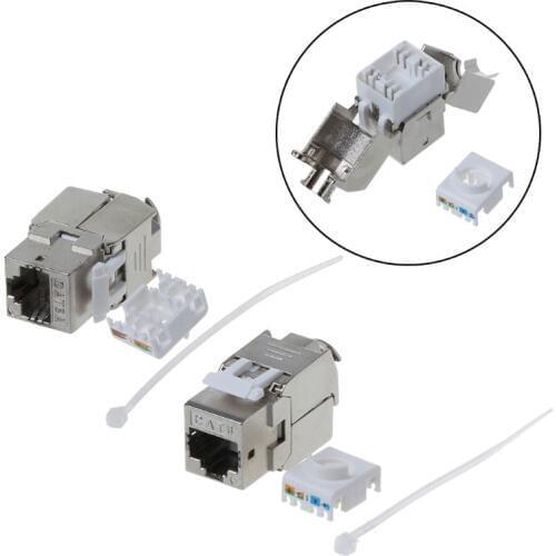 1Pc RJ45 Keystone Cat6A Shielded FTP Zinc Alloy Module Keystone Jack Network Connector Adapter