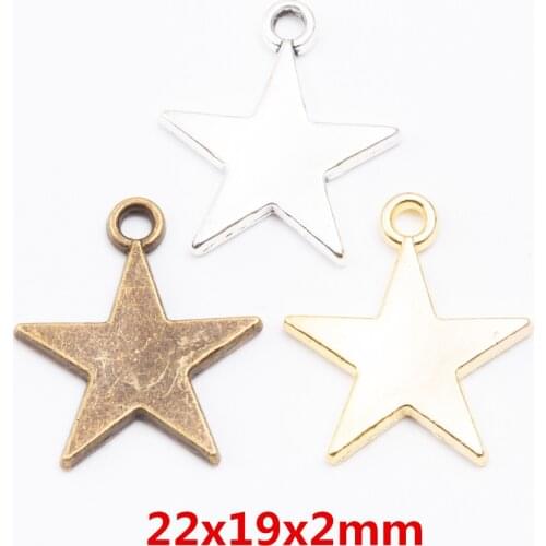20pcs Charms star Pendant Bright Zinc Alloy Fit Bracelet Necklace DIY Metal Jewelry Findings 6367