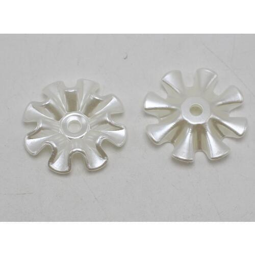 30 Ivory Acrylic Large Pearl Flower Sew On Beads 33mm Center Hole Sewing Craft