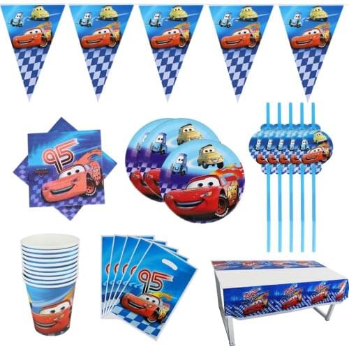 40/80/81/100PCS Birthday Kids Disney Cars Theme Baby Shower Party Decoration Sets Banner Straw Giftbag Cup Plate Supplies