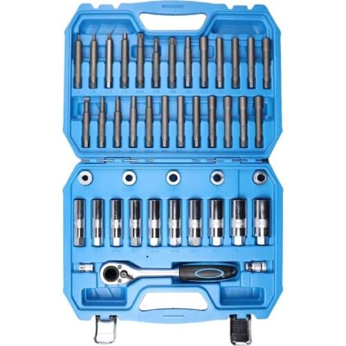 43pc Steering Hub Suspension Shock Absorber Strut Nut Removal Tool Go-thru Socket Set & Ratchet Car Repair
