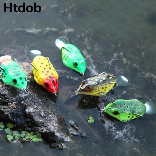 Htdob 5/10Pcs Pesca fishing soft frog Lure Snakehead fishing wobbler silicone bait with metal spoon fishing lure Artificial Bait