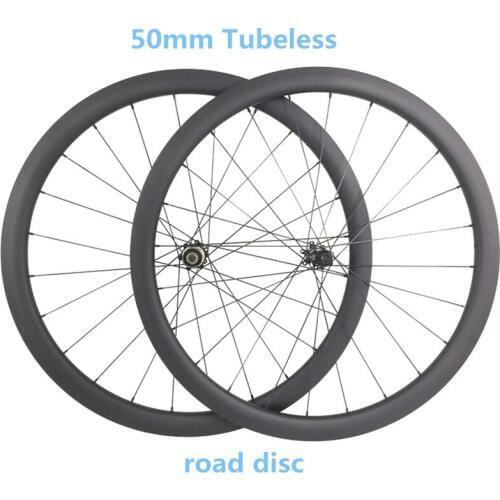 700c carbon road disc bike wheels 50x25mm clincher Tubeless 1550g disc wheels 100x12 142x12 bicycle disc bicycle wheels