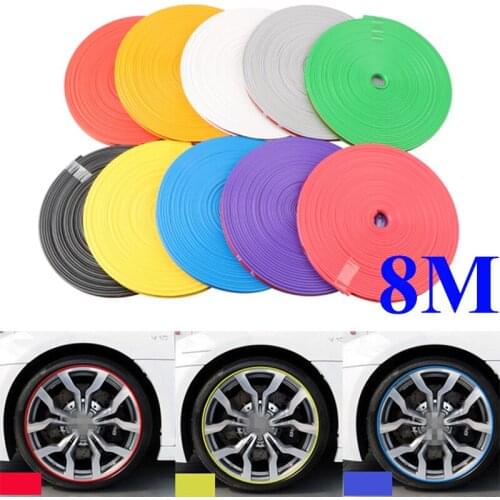 8M / Roll Rim blades Car Vehicle Color Wheel Rims Protectors Decor Strip Tire Guard Line Rubber Mounding Trim Tire Guard Line