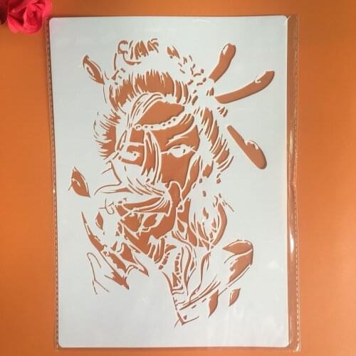 A4 29 * 21cm Female warriorl DIY Stencils Wall Painting Scrapbook Coloring Embossing Album Decorative Paper Card Template