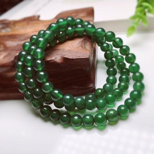 Natural Green Agate Bracelet Armband Necklace Sweater Chain 6mm Round Bead String Handmade Jewelry Suitable For All Occasions