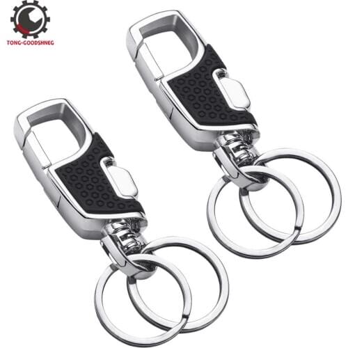 Key Chain 2 Key Rings Stainless Steel Car Keychain Car Key Holder Keyring Metal Carabiner Clip Key Clips Man Creative Gift