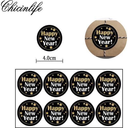 Chicinlife 60Pcs Happy New Year 2021 Paper Stickers Seals Labels Cards Gift Packaging Bake Envelopes Boxes Decoration Supplies