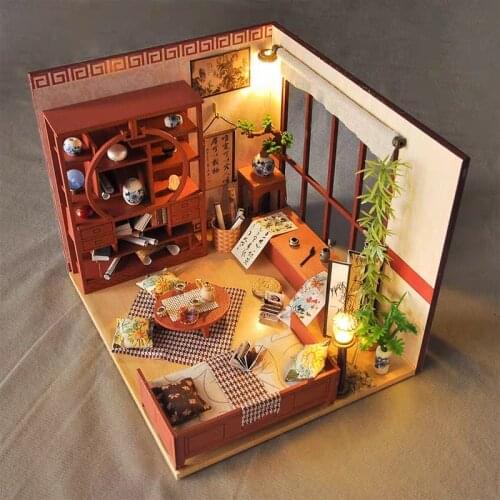 Handmade DollHouse Wooden Miniature Toys with Furniture Kit Assemble Model DIY Doll Houses Toy for Children Adult Gifts