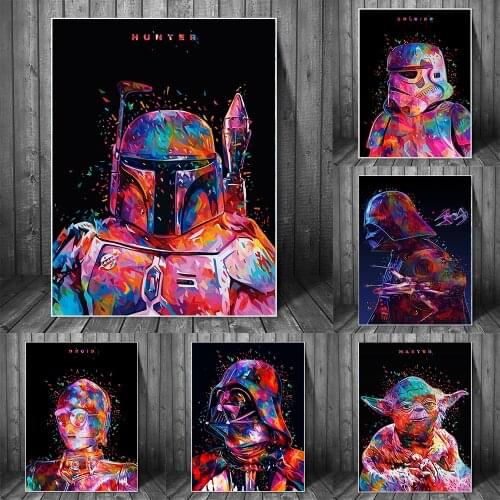 Disney Star Wars Watercolor Canvas Paintings on the Wall Art Posters and Prints Portrait of Yoda Pictures Home Decor Cuadros