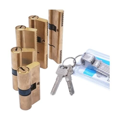 Door Cylinder Biased Lock 65 70 80 90 115mm Cylinder AB Key Anti-Theft Entrance Brass Door Lock Lengthened Core Extended Keys