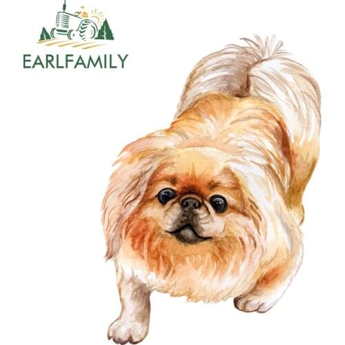 EARLFAMILY 13cm x 9.3cm for Pekingese Car Stickers and Decals Motorcycle Helmet Waterproof Creative Scratch-proof Window Decal