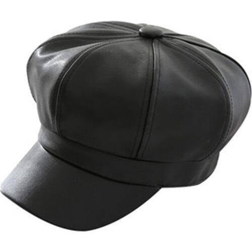 New Fashion Women Men Beret Cap Man Retro Autumn Winter Casual PU Leather Cap Hat Solid Color Hats Gorra Hombre