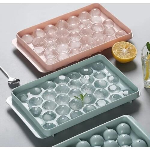 Creative Ice Cube Mold With Lid Spherical Plastic Ice Tray Bar Whiskey Food Grade PP Ice Box Large Ice Mold Kitchen Tools