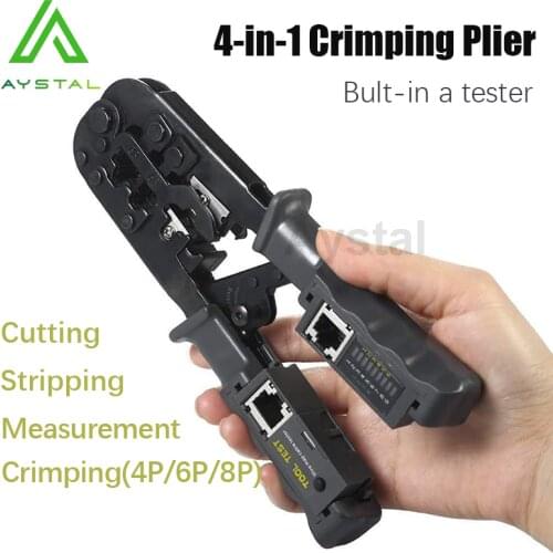 Multifunctional RJ45 Network Cable Crimper 8P 6P 4P Three-Purpose Tester Ratchet Tool Squeeze Crimping Wire Network Pliers