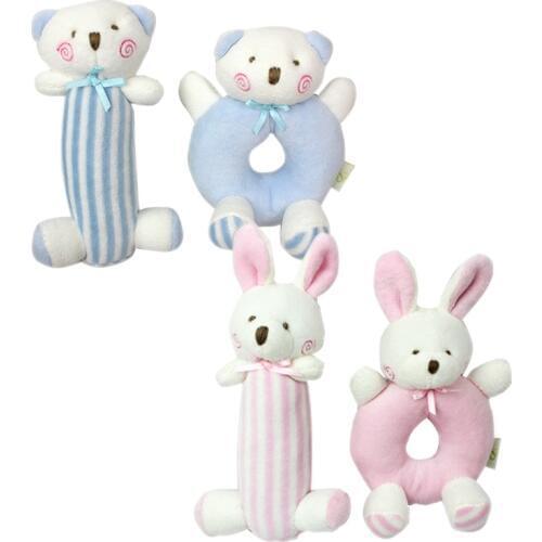 Cloth Bear Baby Bells Shaking Soothing Toy Rattles Early Development Toys 0-12 Months