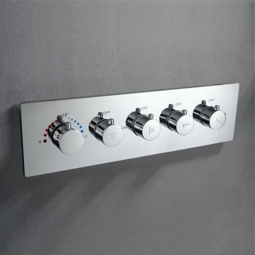 Wall Mounted Thermostatic Shower Valve Bathroom Shower Faucet Control Valves Four Functions Mixer Valve Concealed Chrome Brass