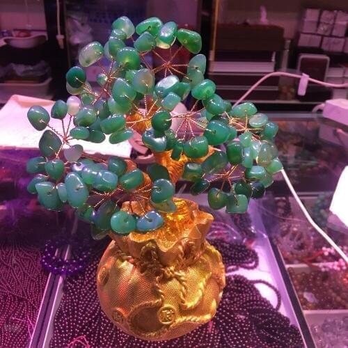388g Natural Green Aventurine Crystal Money Tree New Years Products Mini Christmas Tree Feng Shui Wealth Luck Home Decoration