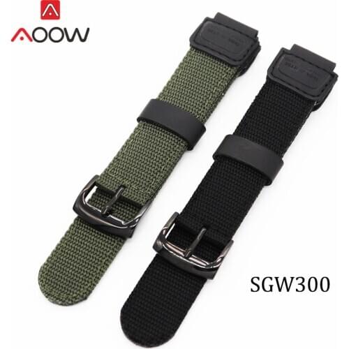 Nylon Leather Strap 18mm for Casio SGW-300H AE-1200 AEQ-110W Stainless Steel Buckle Men Sport Outdoors Replacement Watch Band