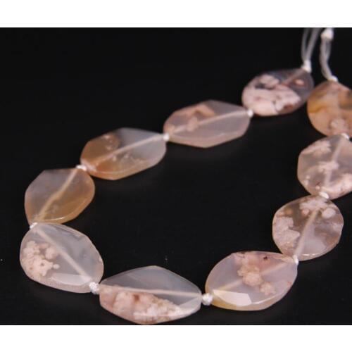New!!! 10PCS/strand Natural Light Pink Sakura Agates Faceted Slab Slice Beads,Cherry Blossom Stone Gems Nugget Pendants Jewelry