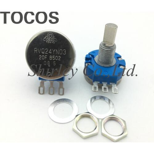 100% new Original TOCOS RVQ24YN03 20F B103 10K B502 5K Long Life Game Potentiometer Switch RVQ24YN03-20F-B103 10K B502 5K