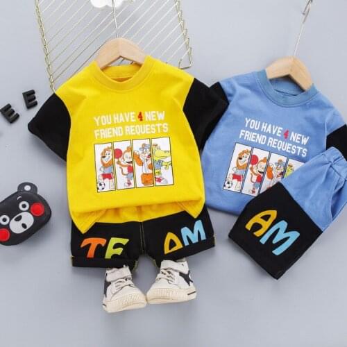 0-4 Years Summer Boy Clothing Set 2021 New Casual Fashion Active Patchwork T-shirt+ Pant Kid Children Baby Toddler Boy Clothing