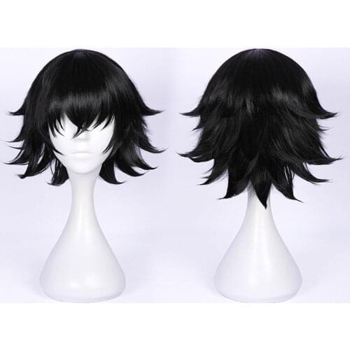 Bungou Stray Dogs Cosplay Edogawa Ranpo Wig Short Black Stick-up Heat Resistant Hair Anime Role Play + Wig Cap